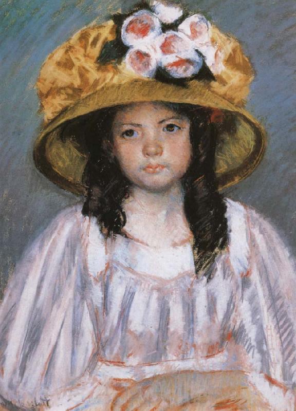 Mary Cassatt Fillette au Grand Chapeau Norge oil painting art